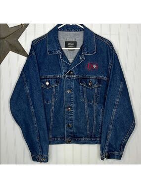 Denim Jacket with Embroidered Logo Size Medium